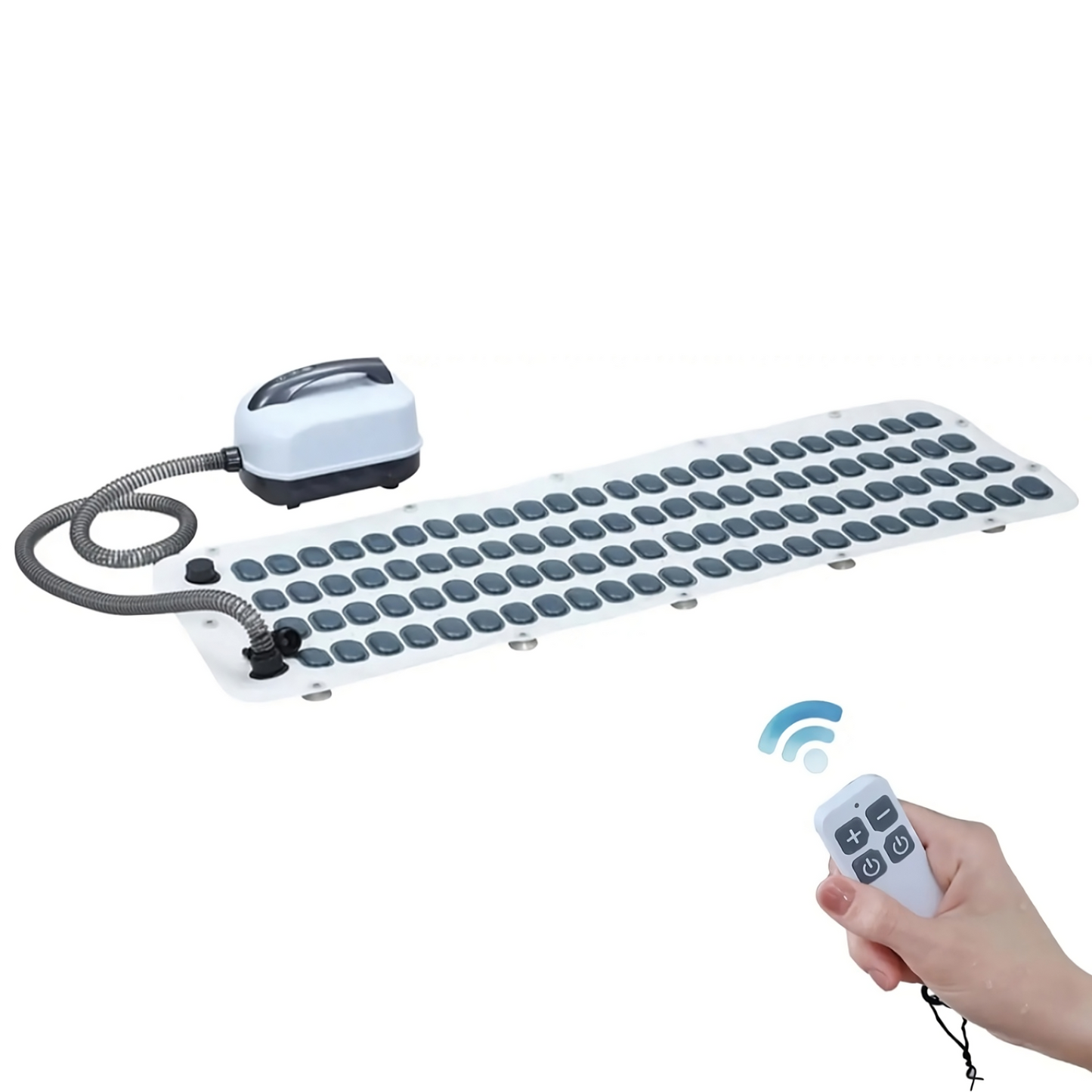 Bath Spa Bubble Massage Mat | 114 Air Jets Electric Bathtub Mat with Remote Control & Neck Pillow