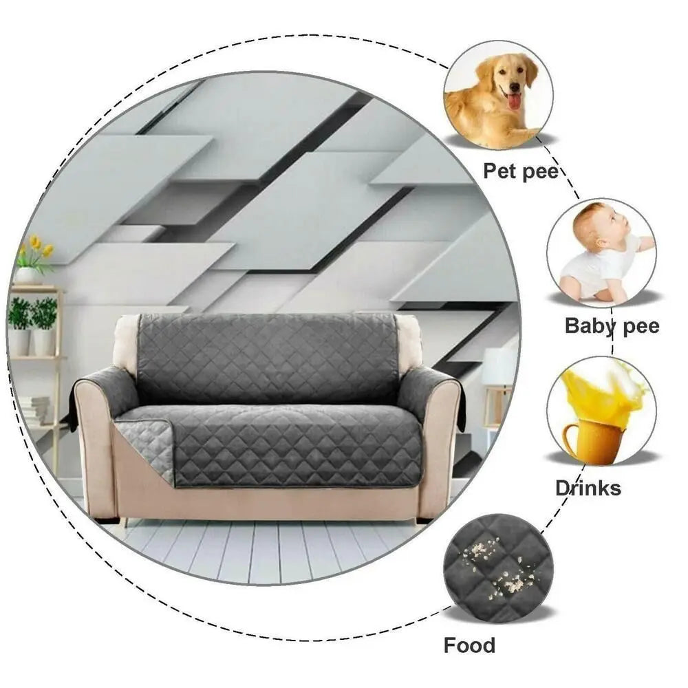Waterproof Quilted Sofa Cover | Stretch Fit Couch Slipcover for Pets & Kids