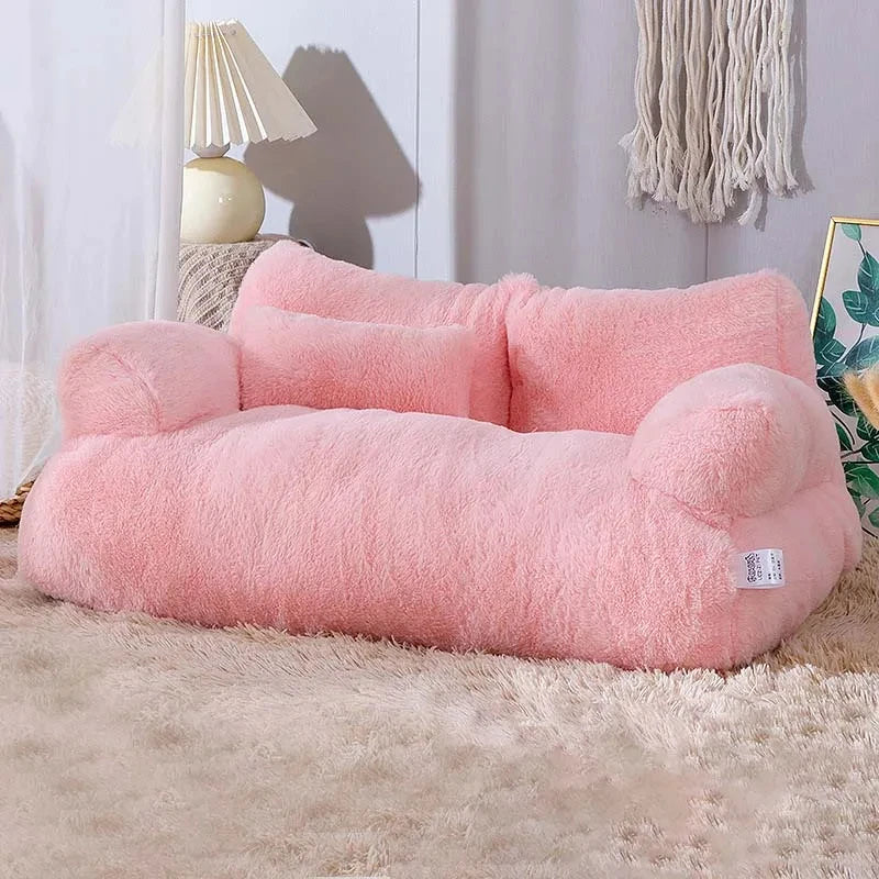 Luxury Cat Plush Bed Sofa | Soft Warm Pet Bed for Cats & Small Dogs - 2 Sizes, 4 Colours
