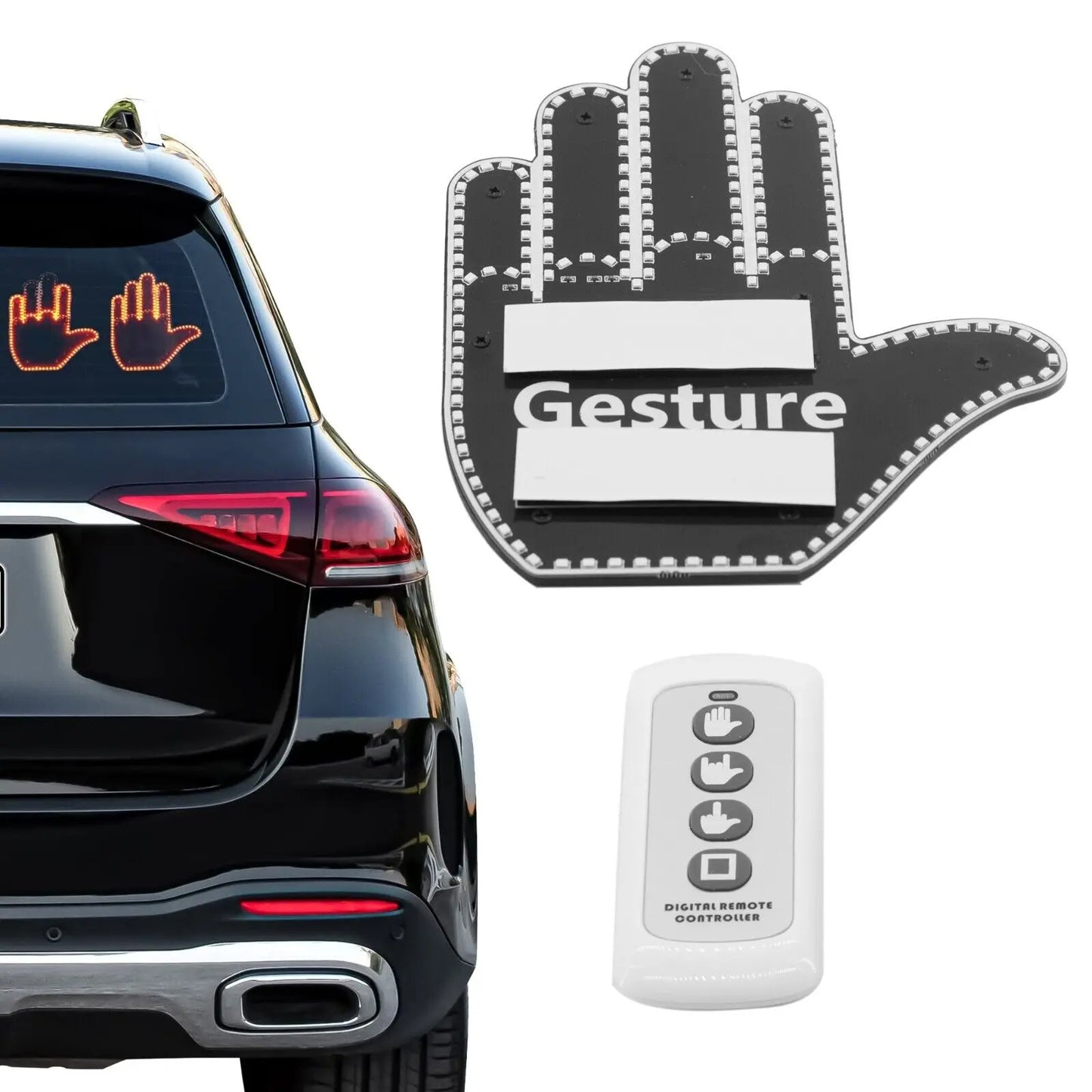 Hand Gesture Car Light | LED Rear Window Emoji Communicator - Road Rage Alternative & Good Vibes Gadget