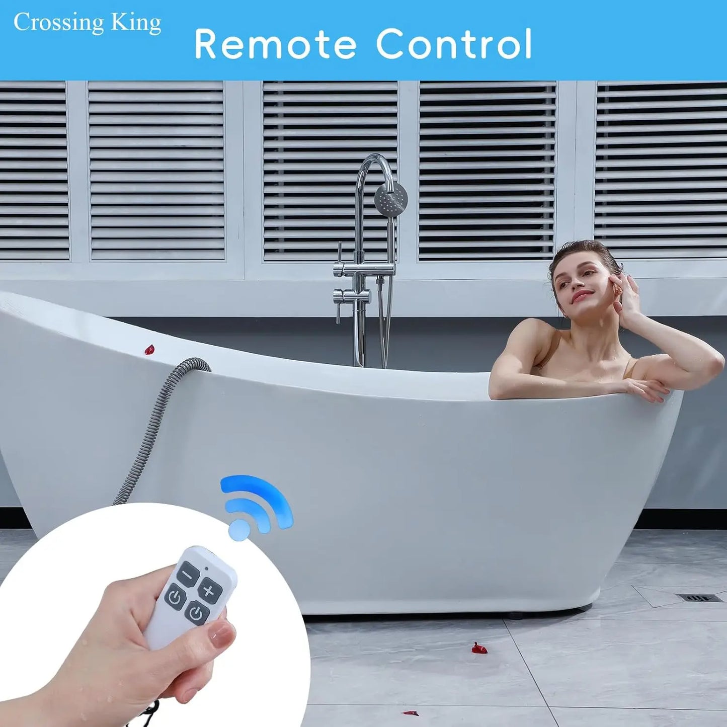 Bath Spa Bubble Massage Mat | 114 Air Jets Electric Bathtub Mat with Remote Control & Neck Pillow