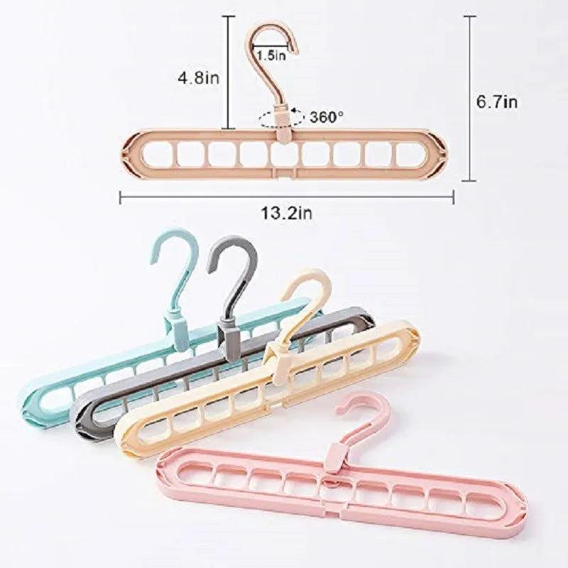 9 in 1 Smart Space-Saving Hanger | Cascading Closet Organiser with 360° Rotating Hook - Pack of 10