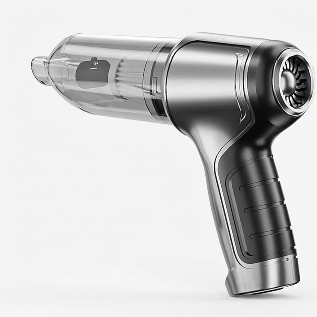 Side view of the best handheld vacuum showing the slim body, trigger grip, and 95000PA suction nozzle.