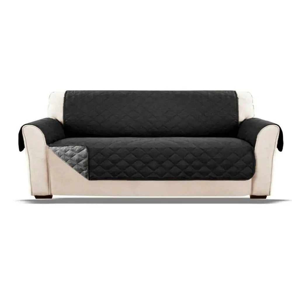 Couch and sofa covers shown in black colour options, styled to blend with any living room interior.