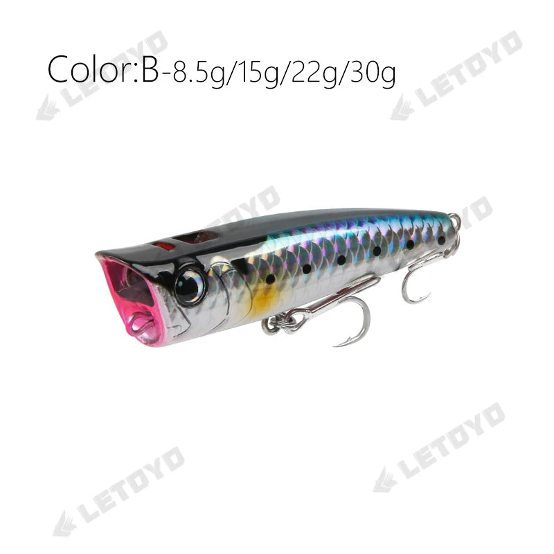 Fishing bait colour B - gold and red pattern, ideal topwater bait for bass in murky water.