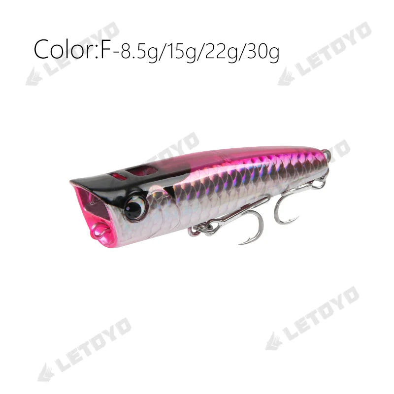 Topwater popper colour F - natural brown crawfish pattern, versatile for bass fishing and fly fishing lures enthusiasts.