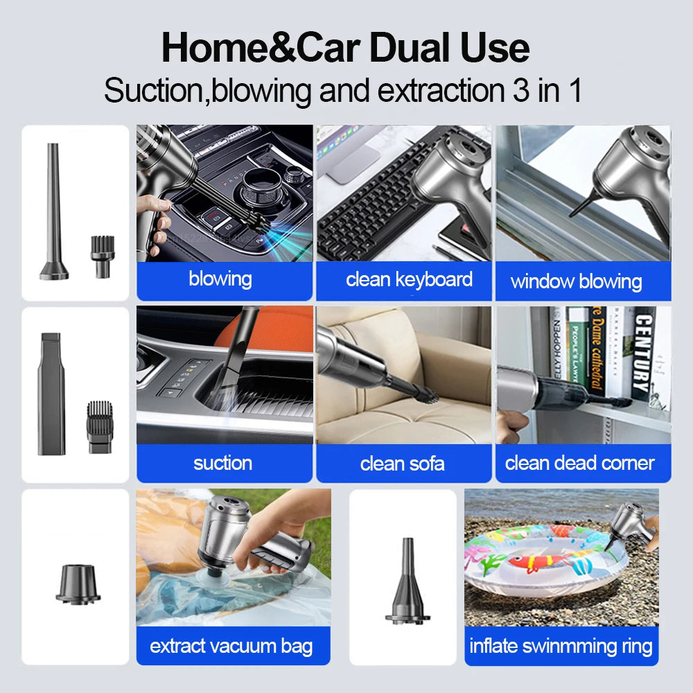 Person using the hand vacuum to clean a sofa, showing the lightweight cordless design for quick home use.