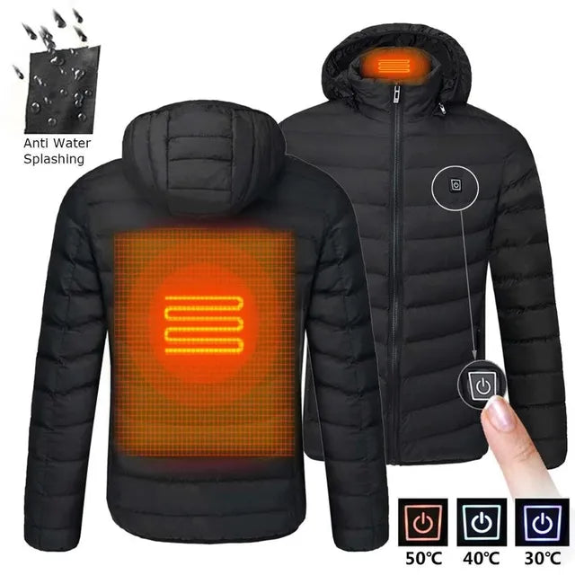 Close-up showing the water-resistant fabric used on the heated vest for men.