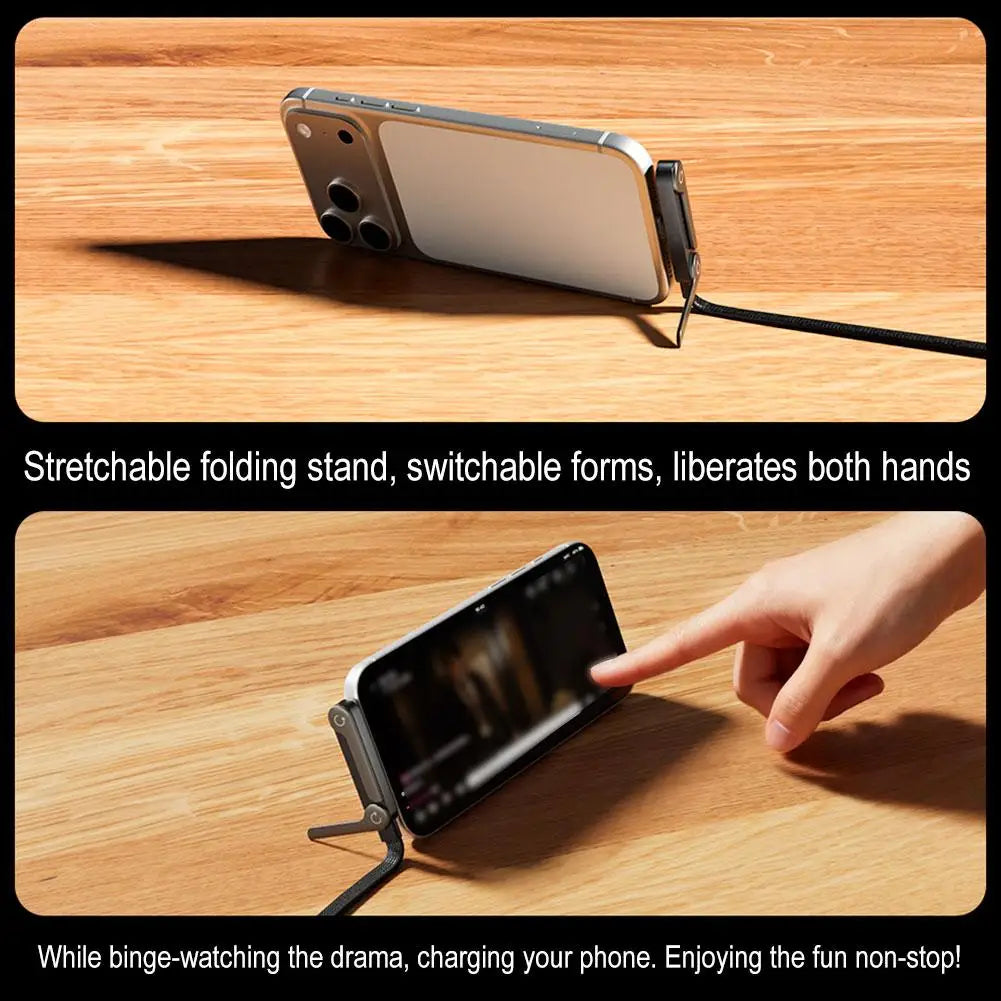 iPhone charger USB-A to Type-C variant shown with the 90-degree angled connector and durable woven nylon cable for broad device compatibility.