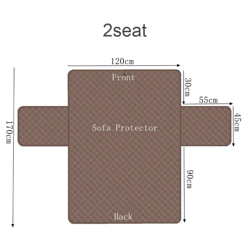 Slipcover sofa 2-seat size diagram showing exact dimensions to ensure a snug, non-slip fit on standard 2-seater sofas.