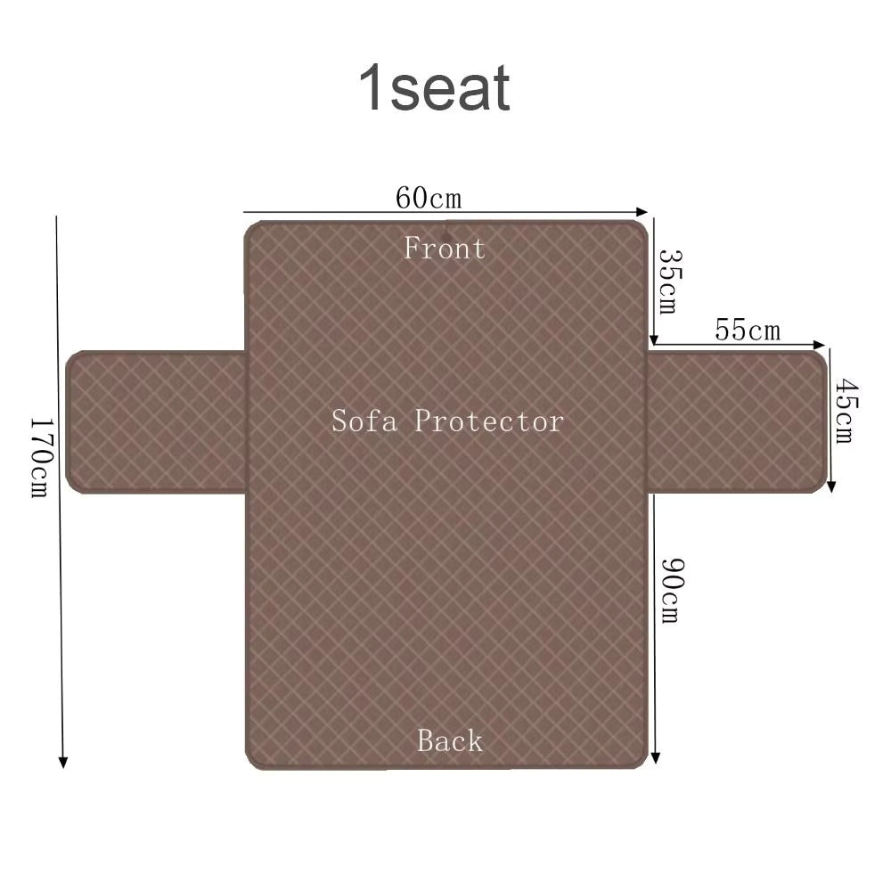 Sofa couch cover 1-seat size diagram showing exact dimensions for a precise stretch fit on armchairs and single-seat sofas.